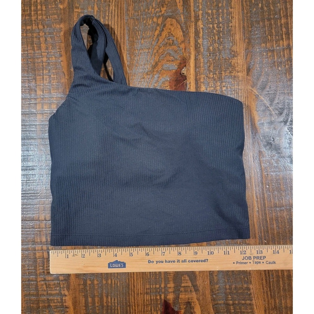 Lululemon Ribbed Nulu Asymmetrical Yoga Tank Black Women's Size 4‎ Built-in Bra